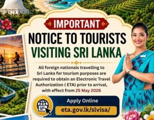 රටවල් 40ක පුරවැසියන්ට ශ්‍රී ලංකාවෙන් නොමිලේ සංචාරක වීසා