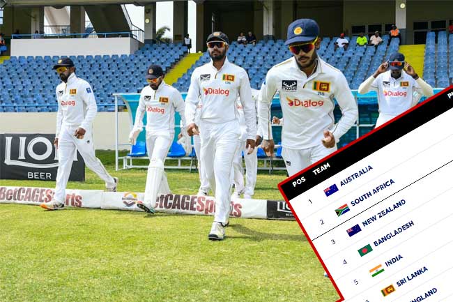 ශ්‍රී ලංකාව ලෝක ටෙස්ට් ශූරතාවලියේ ප්‍රසාද ලකුණු සටහනේ පහළට